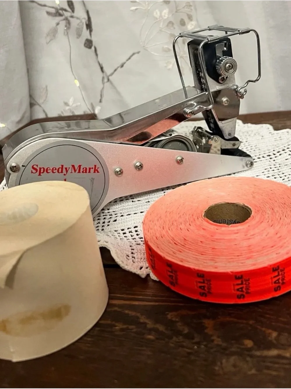 Vintage Labeler with Orange 'SALE' Price Roll and paper